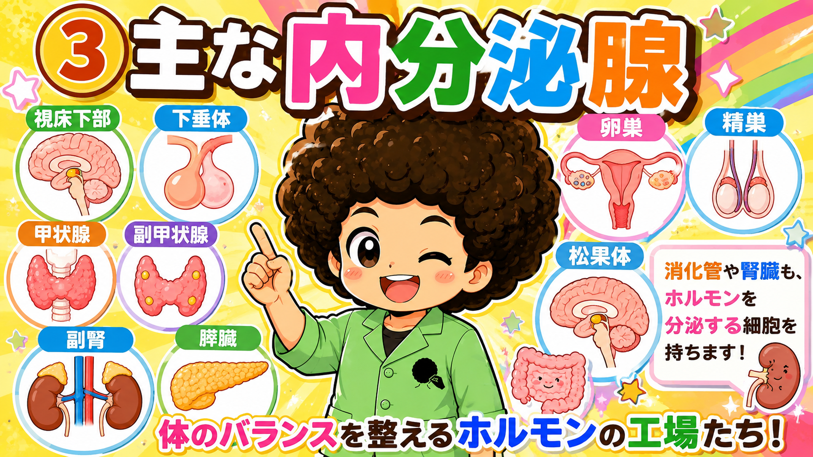主な内分泌腺：体のバランスを整えるホルモンの工場