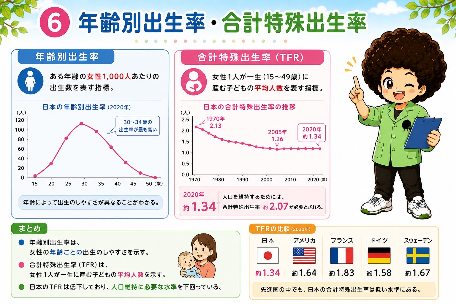 年齢別出生率と合計特殊出生率（TFR）