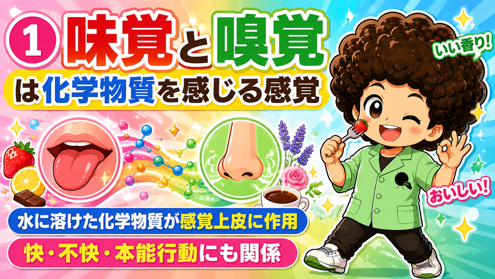 味覚と嗅覚は水に溶けた化学物質が感覚上皮に作用する化学感覚