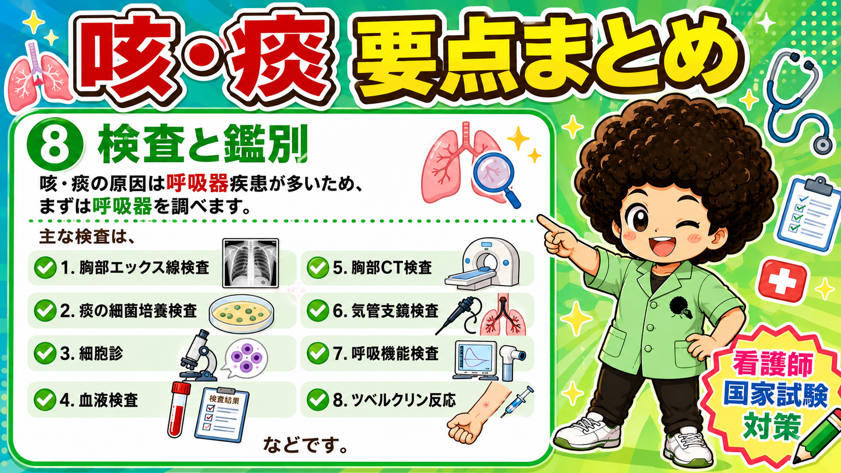 咳・痰の主な検査8項目