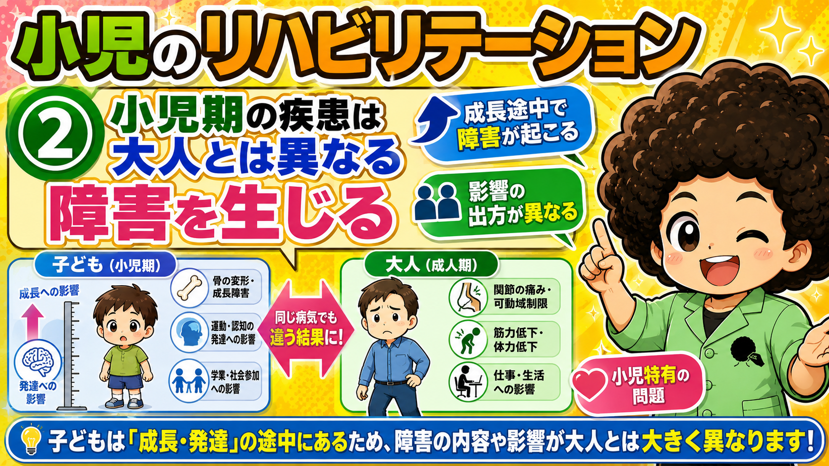 同じ病気でも子どもと大人では結果が異なる