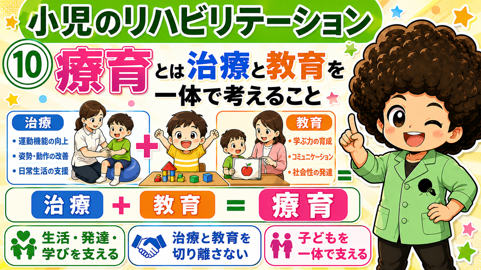 治療＋教育＝療育。治療と教育を切り離さない