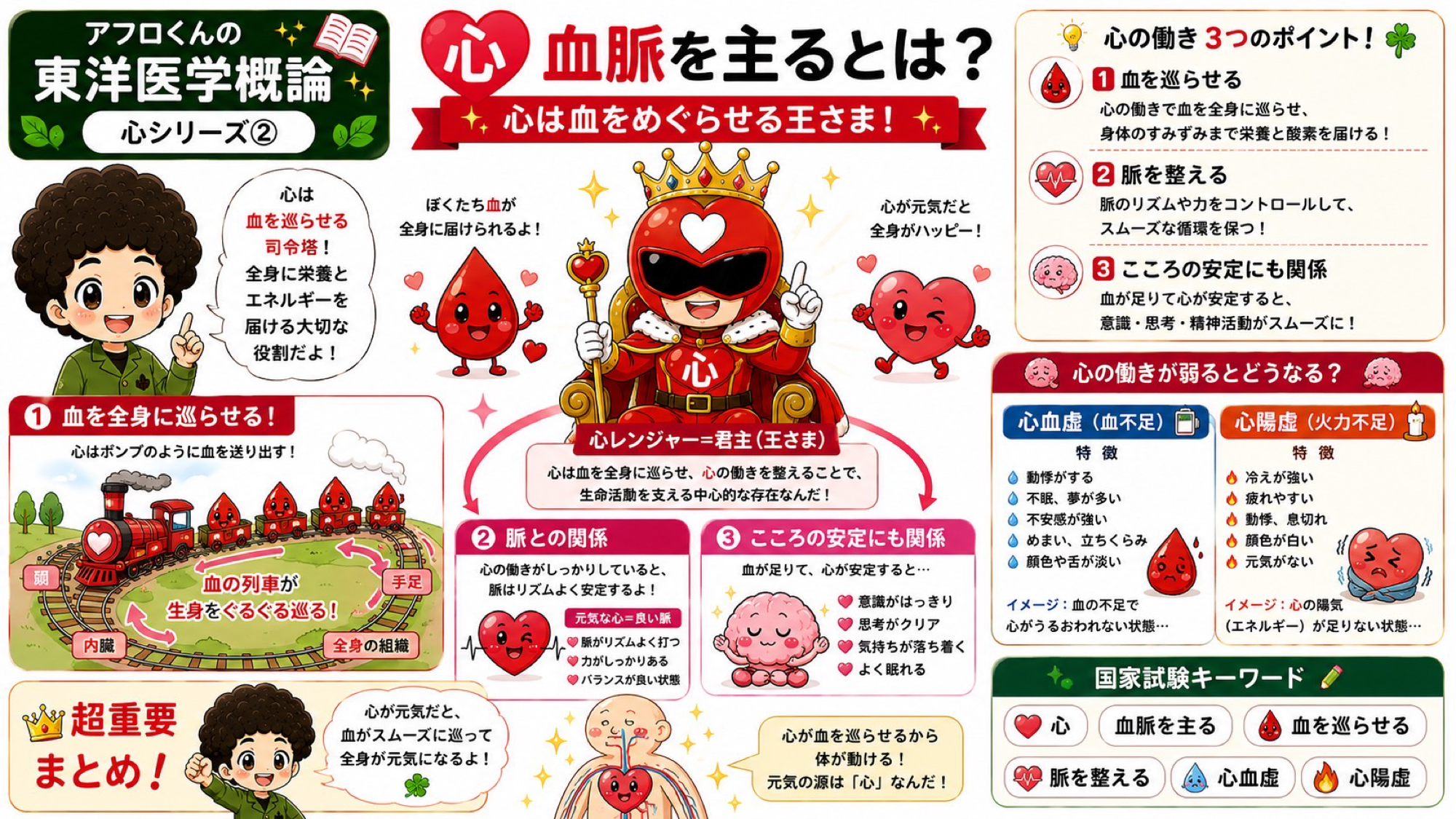 血脈を主る：血を巡らせる・脈を整える・こころの安定の3ポイント