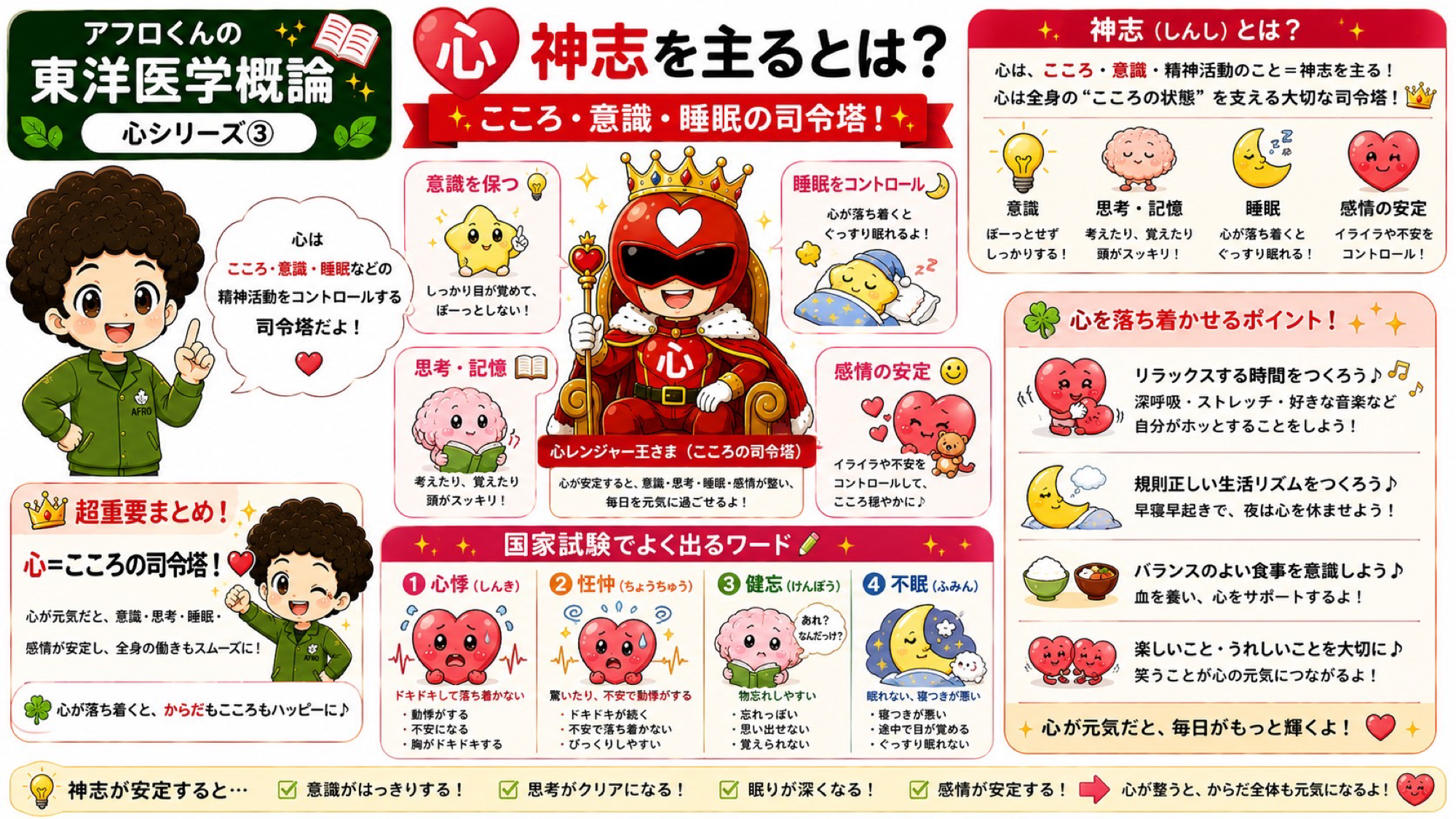 神志を主る：意識・思考記憶・睡眠・感情の安定をコントロールする司令塔
