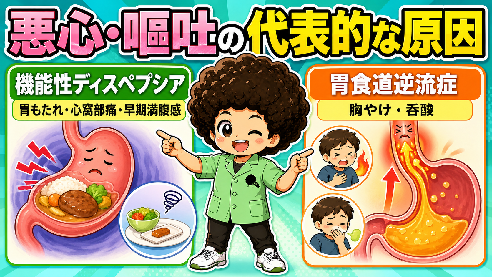 代表的な原因＝機能性ディスペプシアと胃食道逆流症