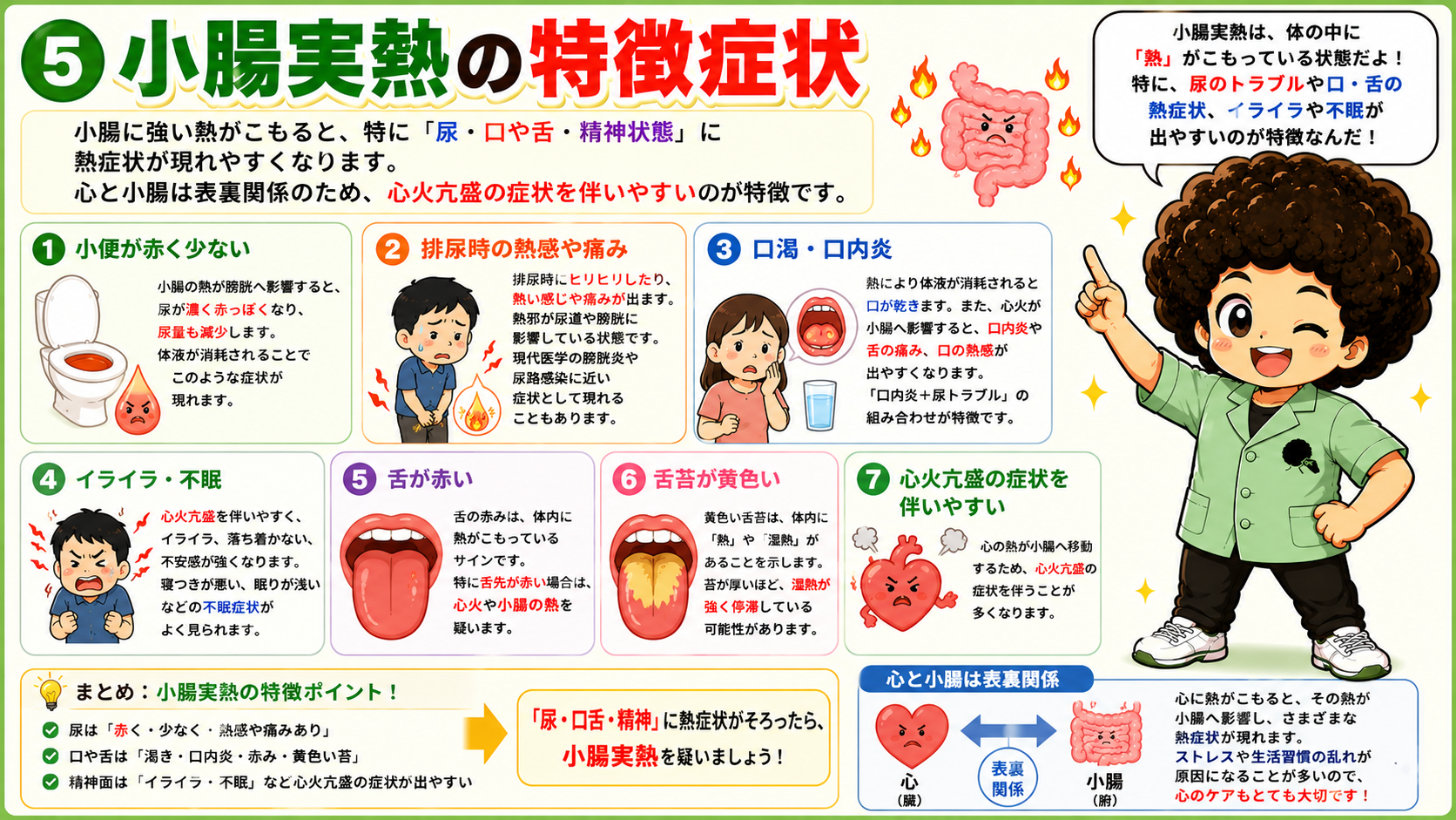 小腸実熱の特徴症状——尿・口舌・精神状態に現れる熱症状