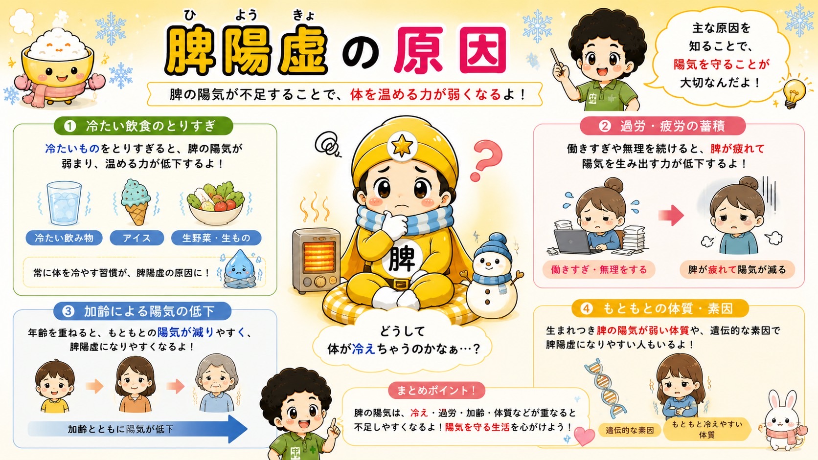 脾陽虚の主な4つの原因