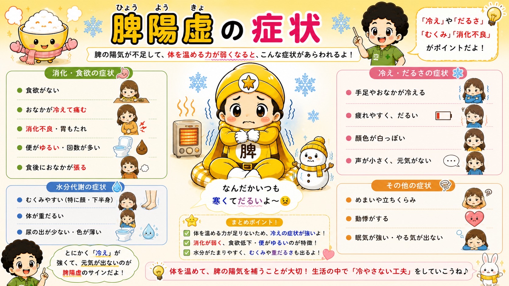 脾陽虚の症状（消化・冷え・水分代謝）