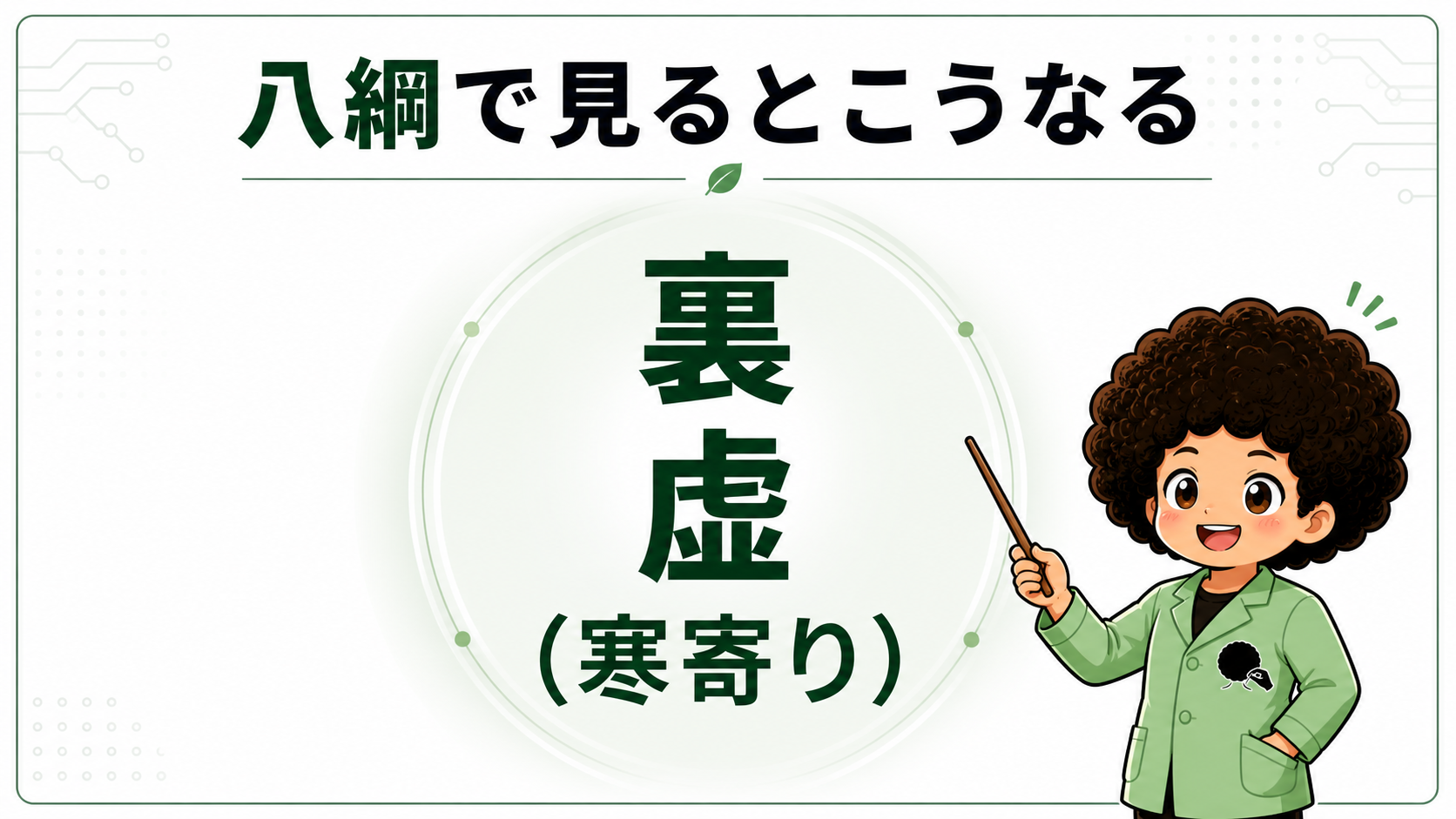 八綱で見ると気虚は裏虚（寒寄り）