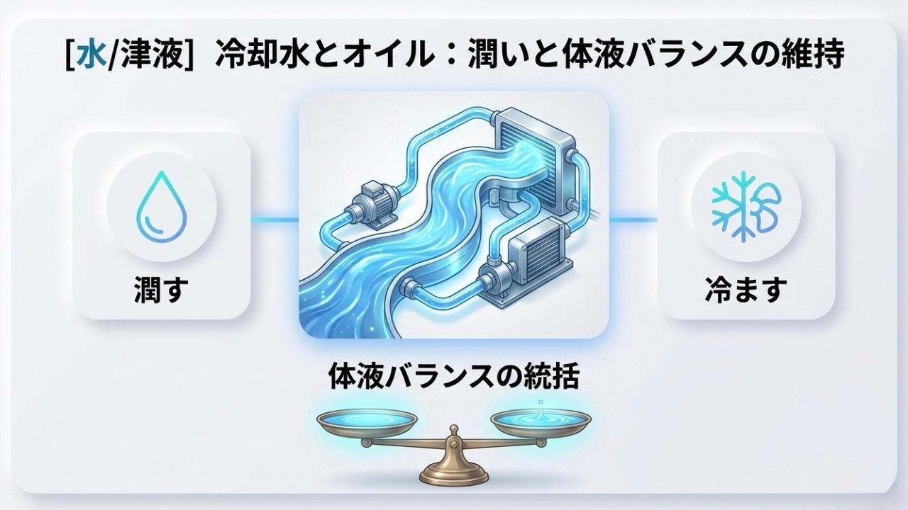 水（津液）の作用：潤す・冷ます・体液バランスの統括