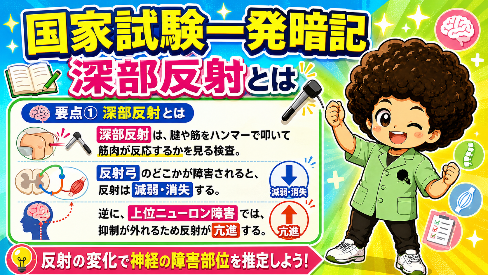 上位ニューロンの抑制が外れることで反射が亢進する