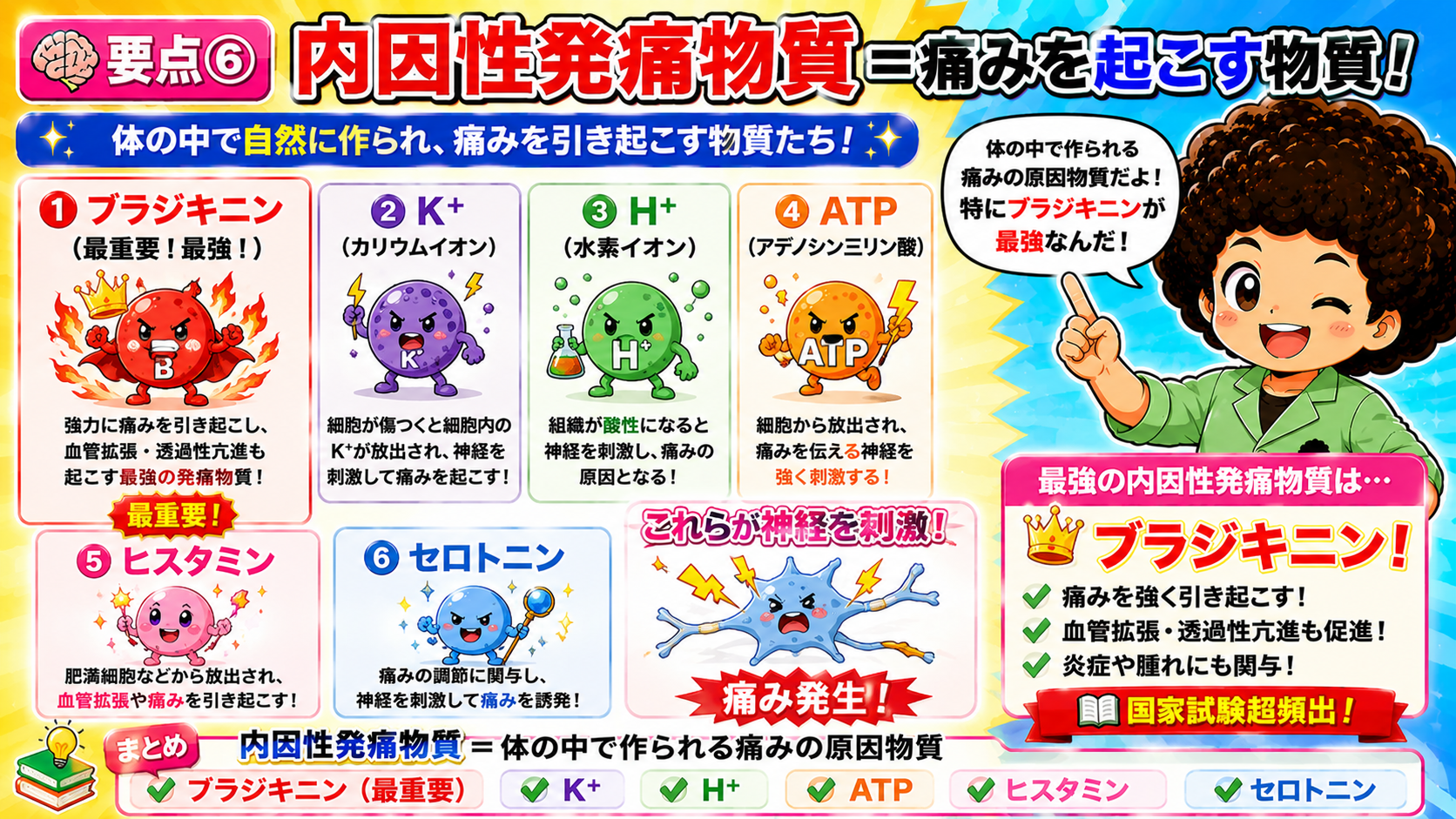 内因性発痛物質。最強はブラジキニン