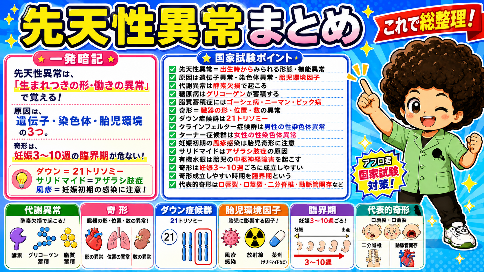 先天性異常まとめ－国家試験ポイント一覧