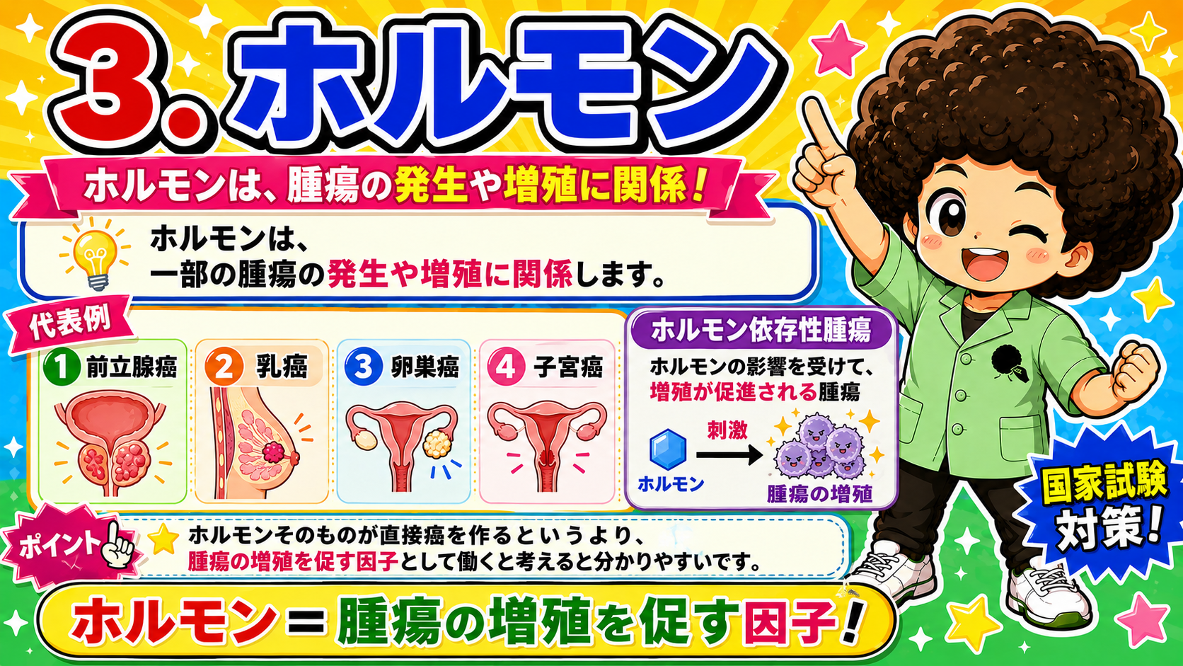 ホルモン＝腫瘍の増殖を促す因子
