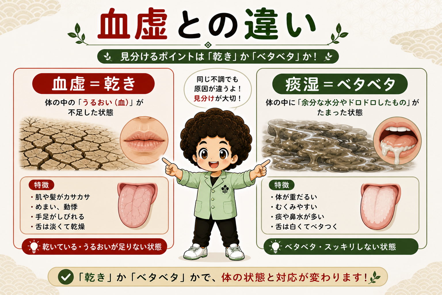 国試での最重要ポイント：痰湿＝重い・ベタベタ・停滞