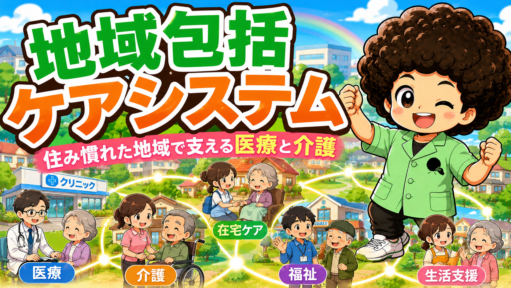 医療・介護・福祉・生活支援が在宅ケアを中心につながる地域包括ケアシステム