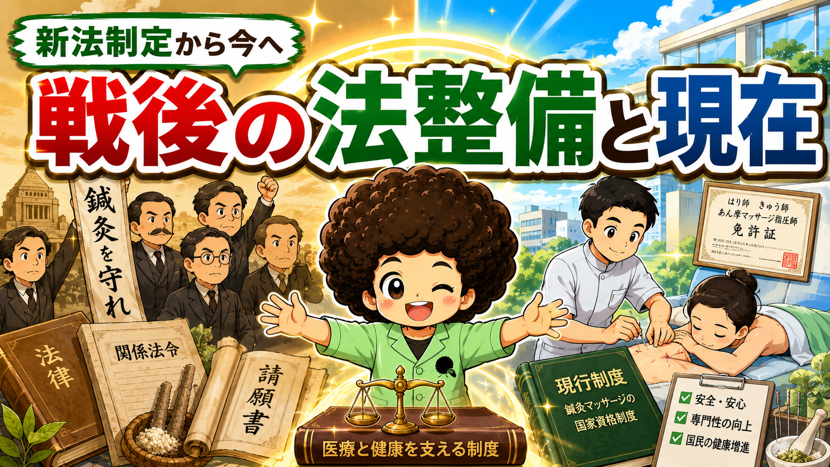 新法制定から今へ＝戦後の法整備と現在（はり師・きゅう師・あん摩マッサージ指圧師）