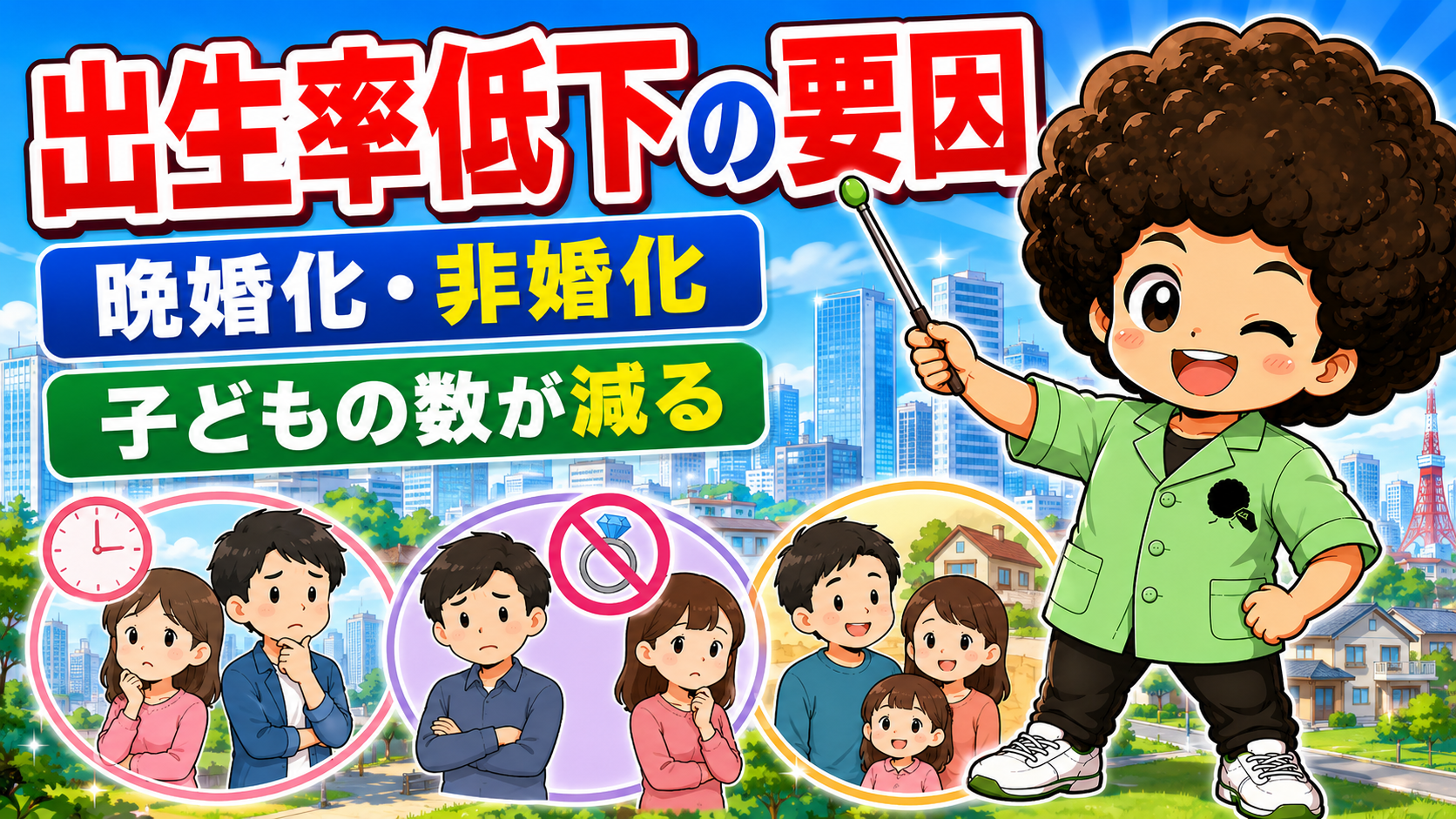 出生率低下の要因＝晩婚化・非婚化で子どもの数が減る