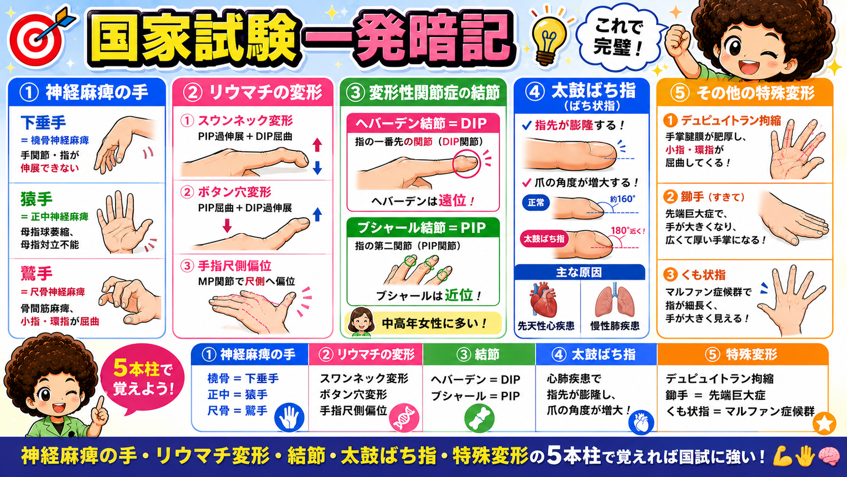 5本柱で覚える手の変形の総まとめ