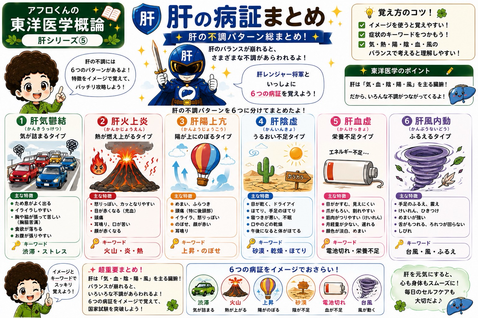 肝の病証6パターン総まとめ。気・血・陰・陽・風のバランスで理解する