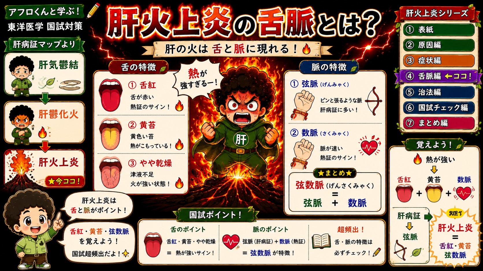 肝火上炎の舌脈：舌紅・黄苔・弦数脈（舌脈編）