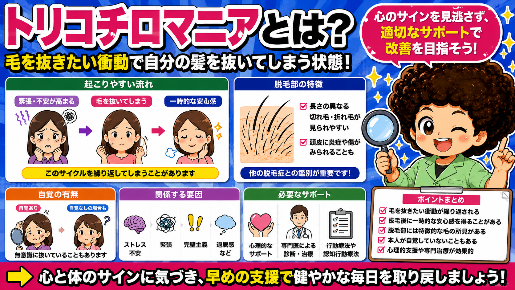 トリコチロマニア（抜毛症）— 他の脱毛症との鑑別が重要