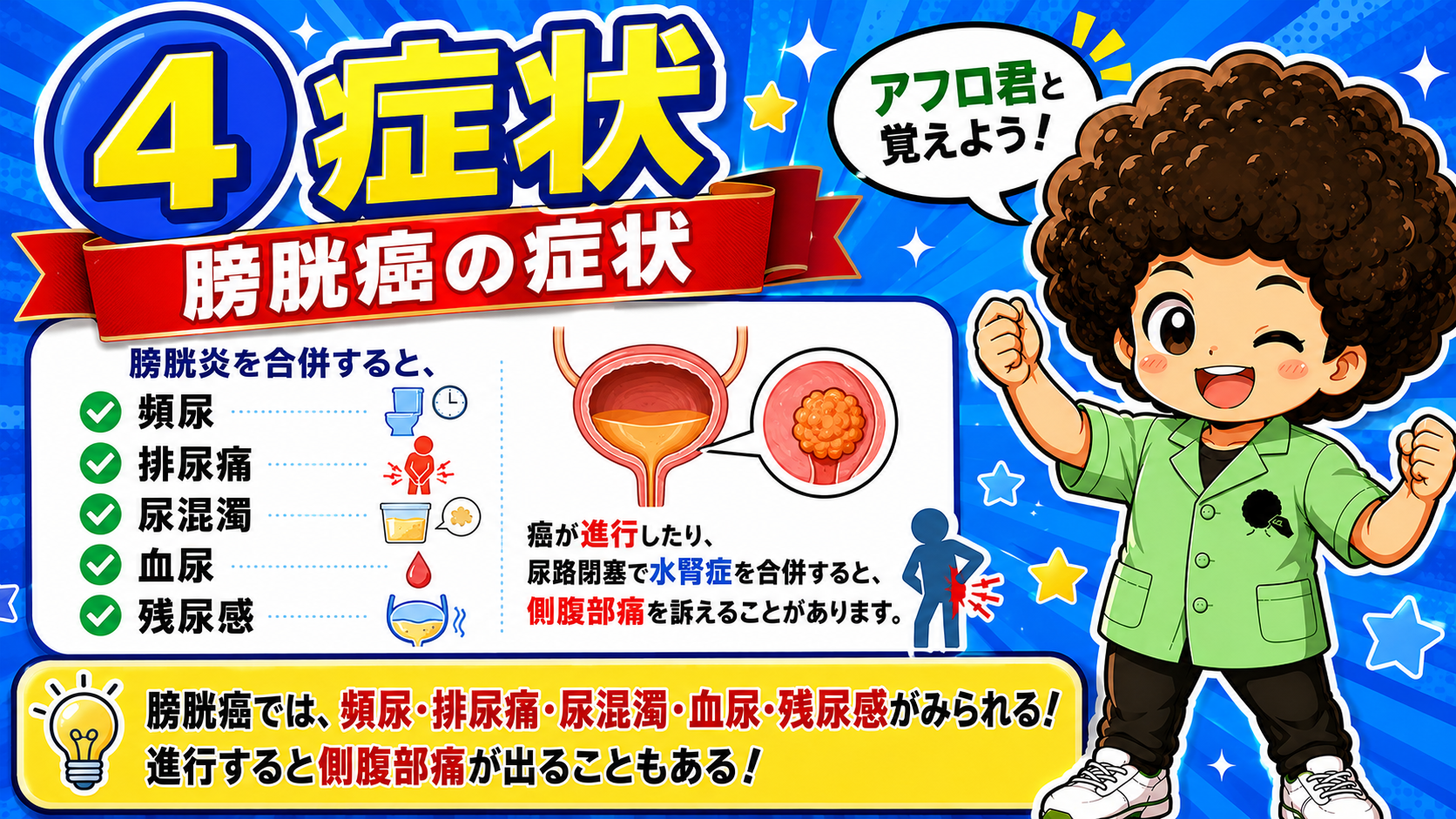 膀胱癌でみられる主な症状