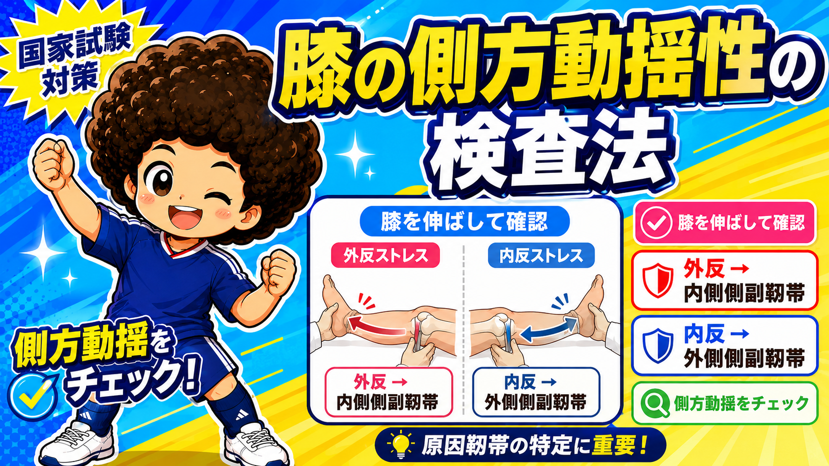 膝の側方動揺性の検査法（外反ストレス・内反ストレス）