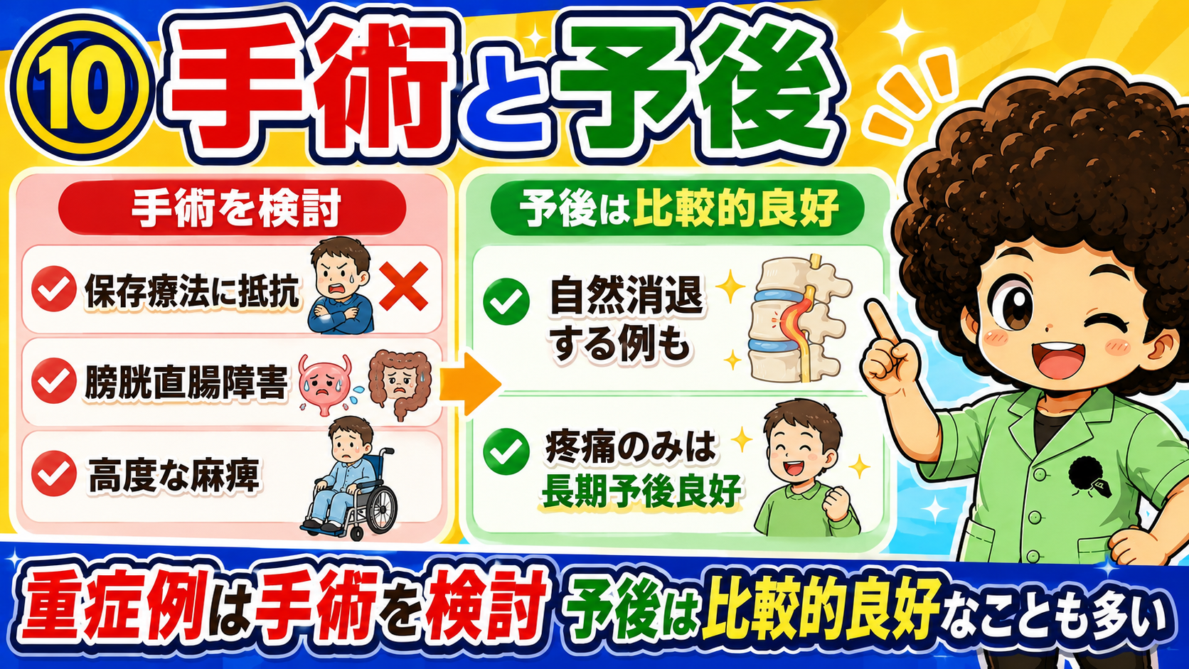 重症例は手術を検討。予後は比較的良好なことも多い