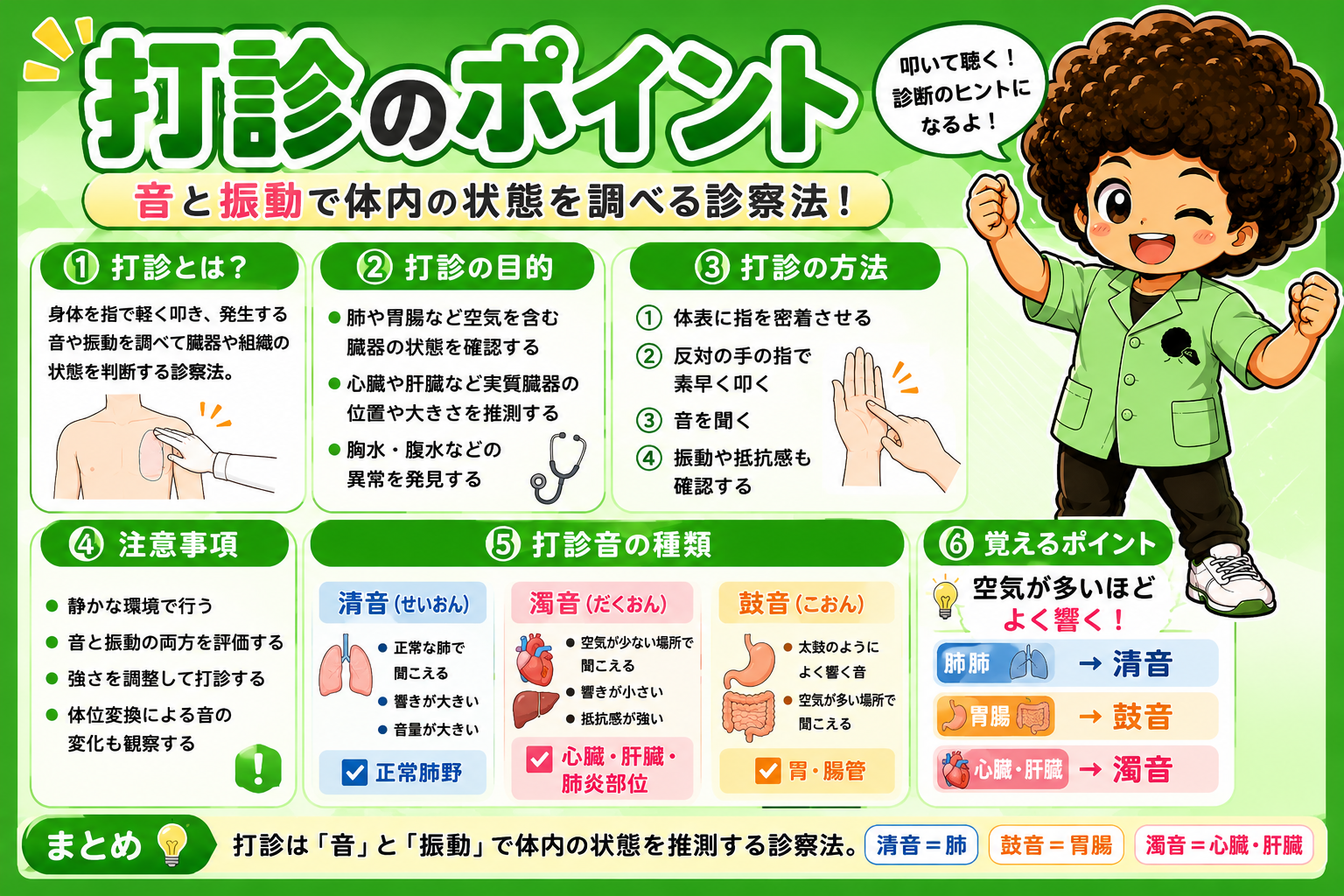 打診の目的・方法と清音・濁音・鼓音の違い