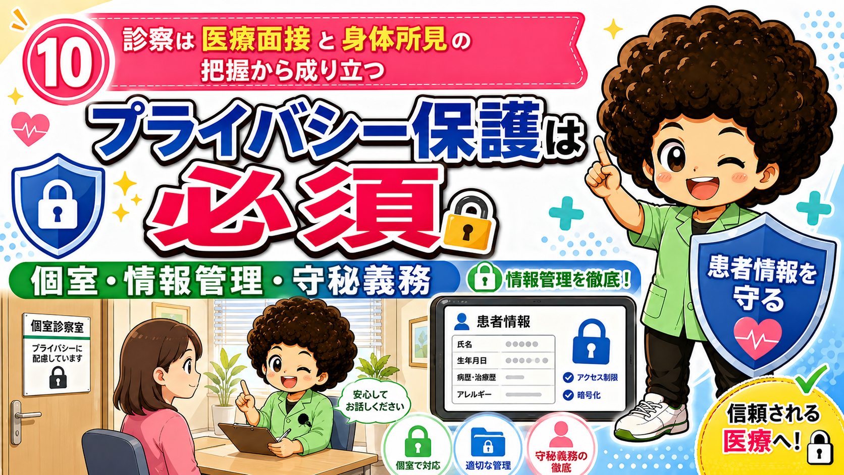 個室・情報管理・守秘義務。患者情報を守ることが信頼される医療の前提