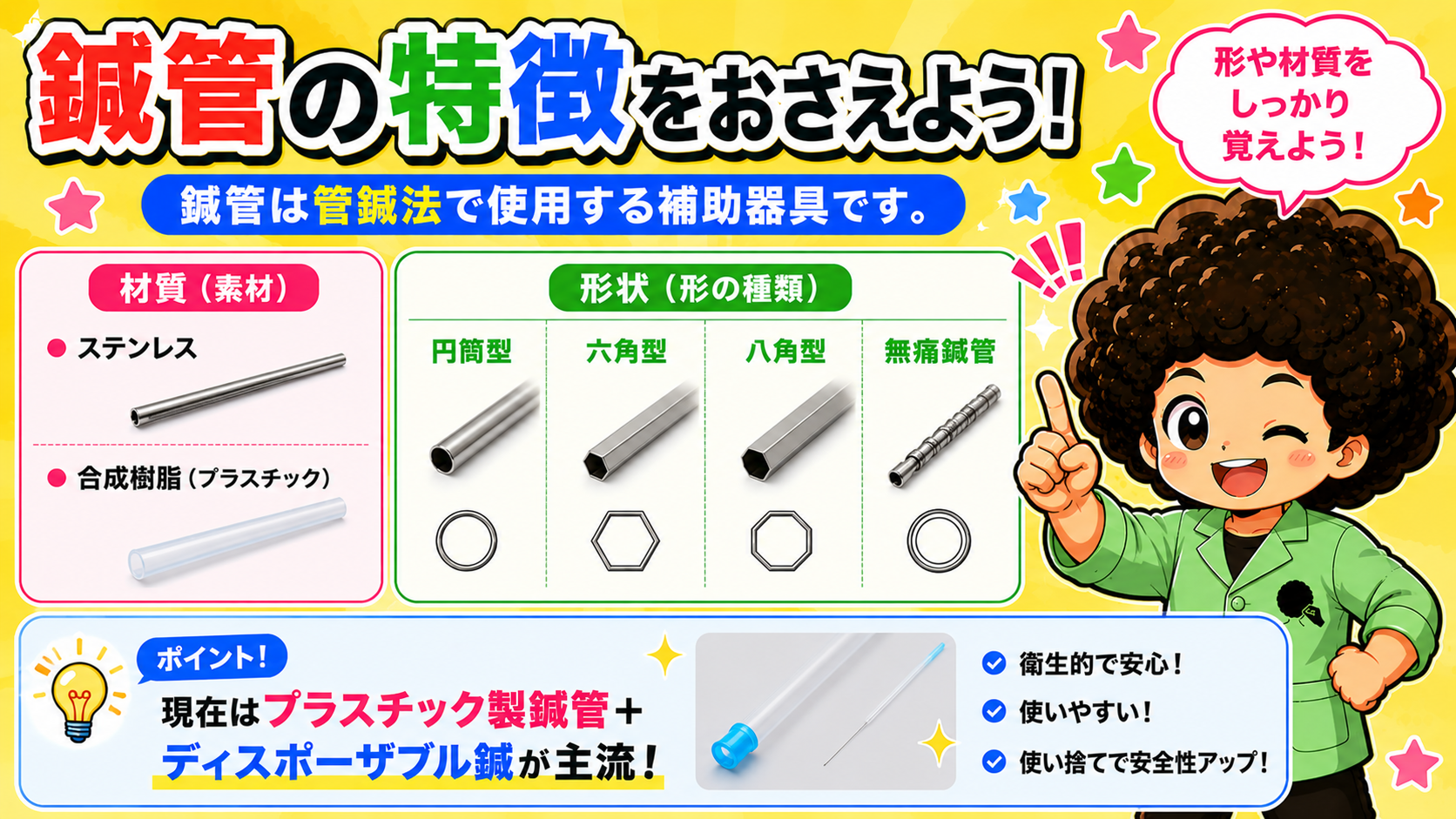 鍼管の材質と形状。管鍼法で使う補助器具