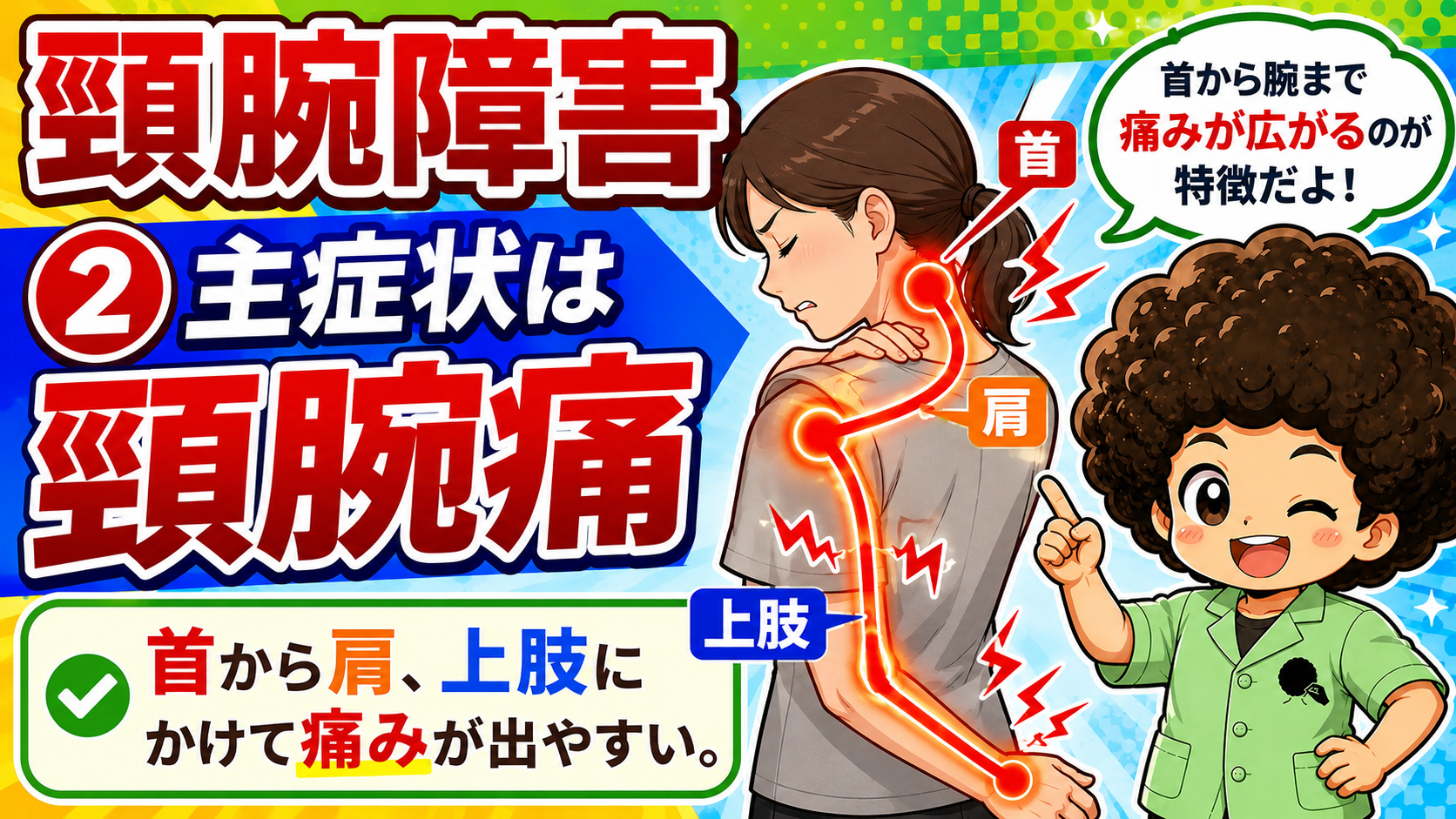 主症状は首から肩・上肢に広がる頸腕痛