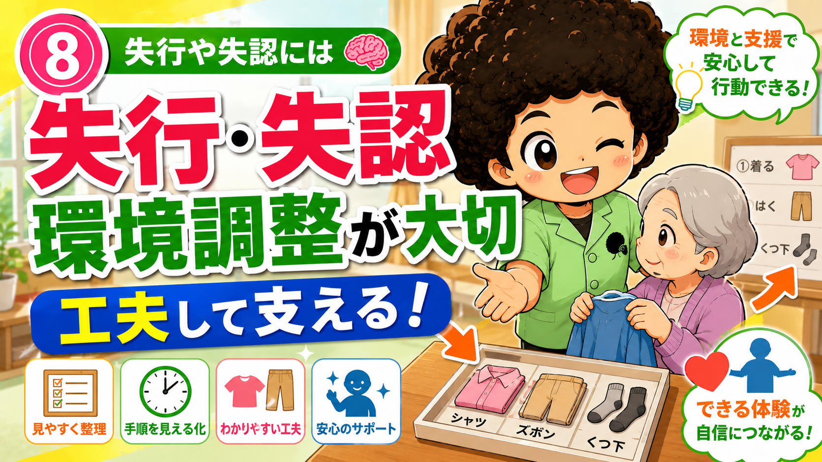 失行・失認では環境調整と手順の見える化が大切